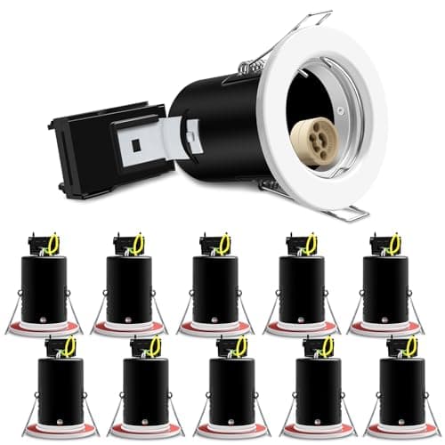 Image of ALUSSO Fire Rated GU10 Can Downlights, LED Recessed Ceiling IP20 Spotlights 90 Minute Fire Resistant, Ф65-70mm Cutout 230V Terminal Block Quick Screwless, Bulbs Not Included, White - 10 Pack