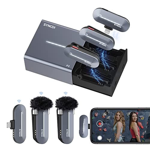 Image of SYNCO Wireless Lavalier Microphone【MFi Lightning-Certified】, P2L 2.4GHz Mini Microphone for iPhone ipad with Charging Case for Youtuber Interview TikTok, Wireless-Lavalier-Mic-iPhone-Lightning