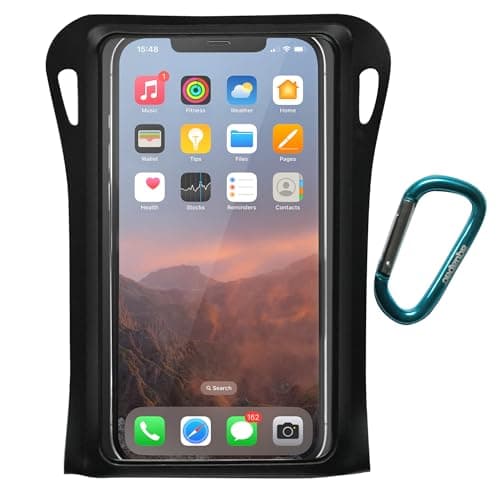 Image of Aquapac 'Trailproof' Phone Case for Swimming, Kayaking, Sailing - Underwater Plastic Carry Case for Mobiles - Waterproof Cases for Apple iPhone 6, 7, 8, X, 11, 12, 13 & Samsung Phones - Matt Black…