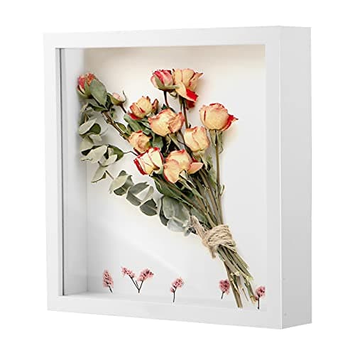 Image of 3D Shadow Box Frame 8x8, Box Frame Deep Picture Frame Square For Photos, Flowers, Wedding Bouquet, DIY Decoration 3d Deep (White)