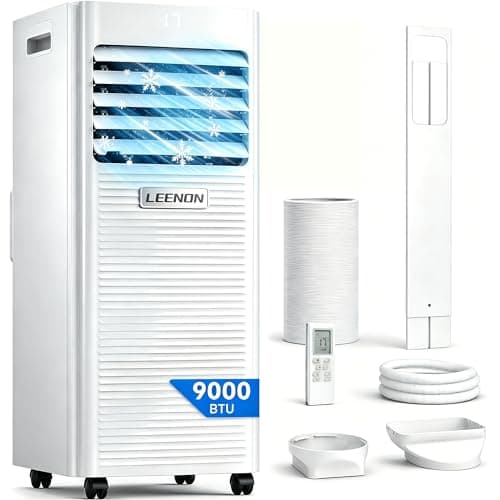 Image of LEENON Air Conditioning Unit 9000 BTU Portable Air Conditioner, Powerful 4-in-1 AC Conditioners Dehumidifier Fan & Sleep Mode, Aircon Unit with 24H Timer, Remote Control, Exhaust Hose Install Kit
