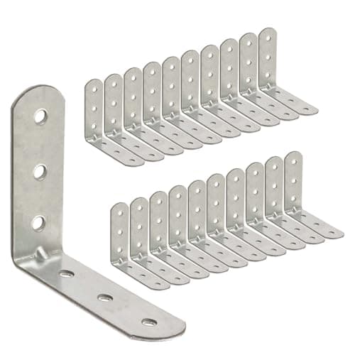 Image of OMIDEAS 20 x Angle Bracket (40 x 40 x 16) 90 Degree L Shape Corner Brace Plate Wood Metal Connecting Fixing Joining Repair Support Galvanised Connector