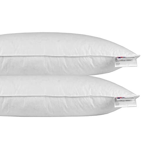 Image of HOMESCAPES Duck Feather Euro Continental Pillow Pair - 40cm x 80cm (16″x32″) Luxury Natural Hypo-Allergenic European Pillows Medium Support 100% Cotton Casing RDS Certified.