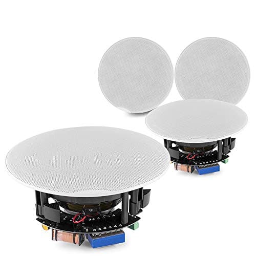 Image of Power Dynamics PD FCS6 4x Ceiling Speakers Set, 6.5" Flush Mount, 480W 2-Way Coaxial Audio System, Low Profile Design for Home, Restaurant & Shop, 100V Line & 8 Ohm, Magnetic Grill Covers Included