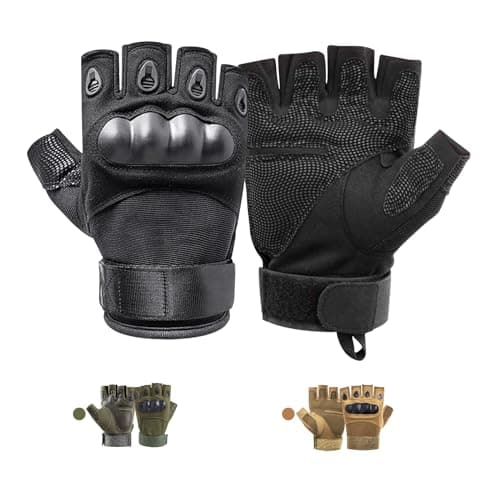 Image of CubePlug Mens Breathable Padded Fingerless Motorcycle Gloves Half Finger Gloves for Cycling Hiking Climbing Outdoor Sports (Black, M)