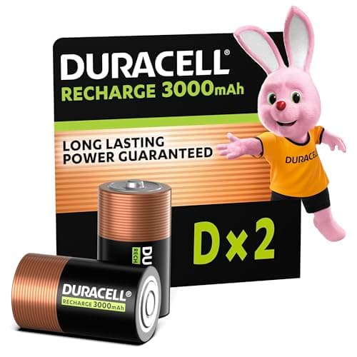 Image of Duracell D Rechargeable Batteries (Pack of 2), 3000 mAh NiMH, Long Lasting Power