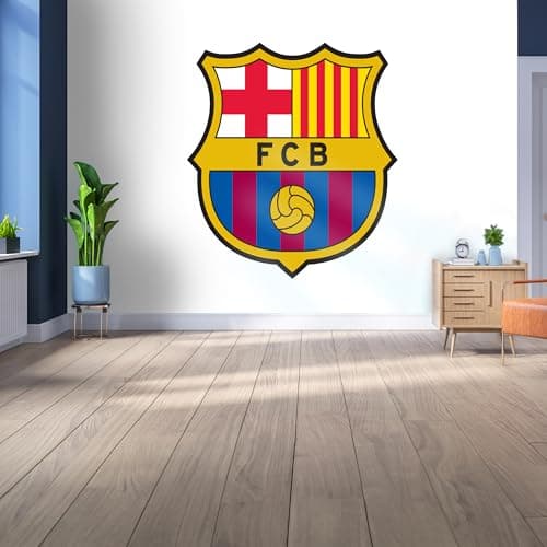 Image of Licensed Decor FC Barcelona Vinyl Wall Mural - Medium (185cm (h) x 100cm (w) - Full Colour Crest on White