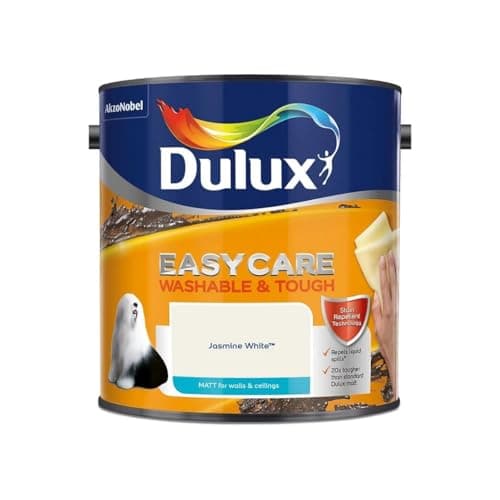 Image of Jasmine White Dulux Easycare Matt Emulsion Paint 2.5L – Washable & Stain Resistant, Durable Matt Finish, Quick Dry, Low Odour Interior Wall & Ceiling Paint