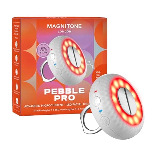 Image of Magnitone Pebble Pro Advanced Facial Toning Device with Microcurrent, Red, Blue & Near-Infrared LED Light Therapy – Lifts, Firms, Brightens & Revives Skin in Just 10 Minutes a Day