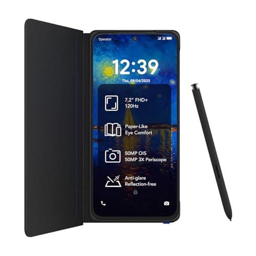 Image of TCL NXTPAPER 60 Ultra 5G Android Smartphone,7.2" FHD+ 120Hz NXTPAPER Display,12GB RAM+512GB ROM,Eye Care Phone,Paper-like Display,Nebula Black,with Flip Cover and Stylus