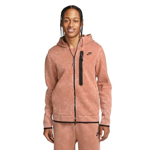 Image of NIKE Men's Sportswear Hoodie Nsw Tech Fleece Wash Brown Cotton Men Size XL X-large