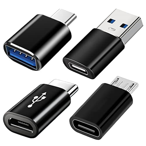 Image of USB C Adapters 4 Pack, USB C to USB 3.0 OTG Adapter, Micro USB to USB C Adapter Compatible with MacBook Pro, iPhone 17/16/15, iPad, Samsung Galaxy, Smartphones, Laptop, PC, in Car and More
