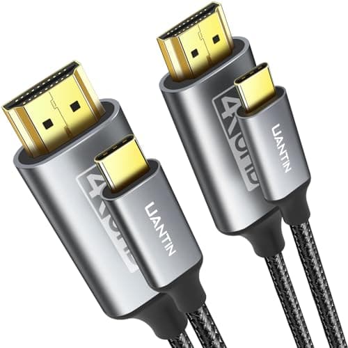 Image of UANTIN USB C to HDMI Cable 1M | 4K High-Speed USB 3.1 Type-C to HDMI 2.0 Cord [Thunderbolt 3/4 Compatible] with MacBook Pro/Air,Galaxy S8 to S23,iPhone 15 Series,iPad Pro, iMac, Surface - 2 Pack