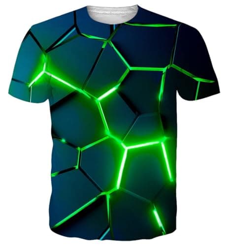 Image of Goodstoworld T Shirt Green Lava Mens Cool 3D Print Funny Graphic T-Shirts Womens Funky Tee Shirt Teen Boys 80S Vintage Gifts, L