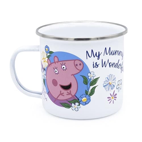 Image of Robert Frederick Peppa Pig Enamel Mug - Best Mummy Design, White