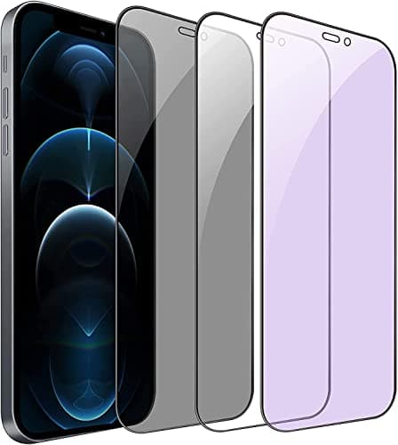 Image of NWNK13 For iPhone 12, iPhone 12 Pro Screen Protector Anti-Blue Light Filter [Anti Fingerprint ] Anti Scratch Full Coverage 9H Tempered Glass Screen Film Case Friendly [ 2 Pack ]