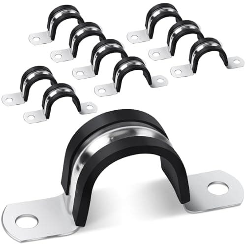 Image of Jeboler Pipe Strap Clamp Ø 25 mm, 10Pcs Saddle Clips mit Cushioned, 304 Stainless Steel U Clips Rigid Conduits Clip, 2 Holes U Shaped Brackets Insulated Tube Clamp for Pipe Fixing