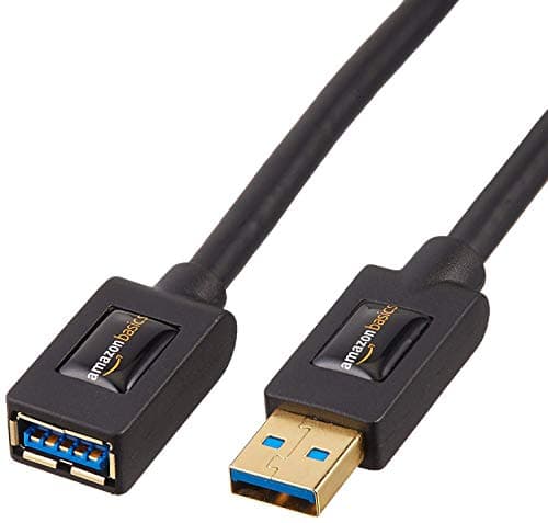 Image of Amazon Basics 2-Pack USB-A 3.0 Extension Cable, 4.8Gbps High-Speed, Male to Female Gold-Plated Connectors, 1 m, Black