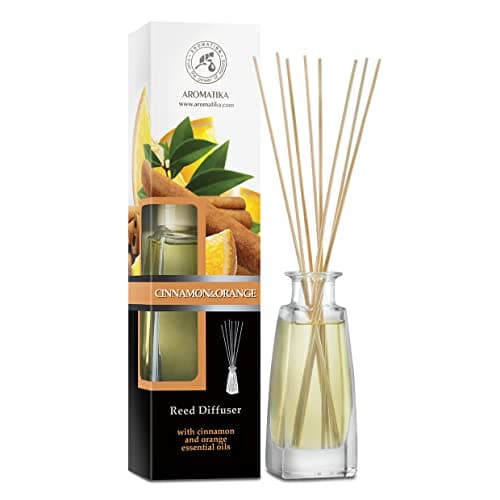 Image of AROMATIKA Reed Diffuser Cinnamon & Orange 100ml – Warm Spiced Room Fragrance with Cinnamon and Orange Essential Oils, Scented Diffuser with Sticks, Long Lasting Home Fragrance for Home, Office & Spa