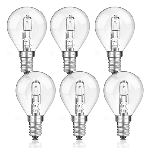 Image of Liuyife G45 E14 Golf Ball Bulb 28W, Dimmable, Warm White 2700K 370LM, SES Small Edison Screw Mini Globe, E14 Classic Clear Round Bulb for Chandelier, Wall Lamp, Table Lamp, Pack of 6