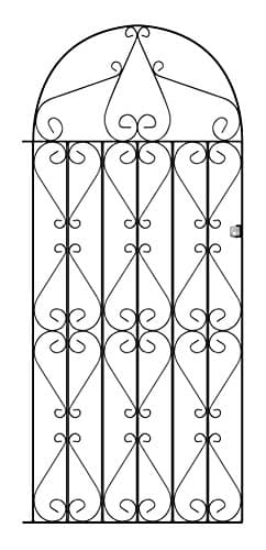 Image of Regent Scroll Tall Bow Top Metal Garden Gate galvanised Wrought Iron Style Swing (914mm Gap x 1830mm High RBZP42)