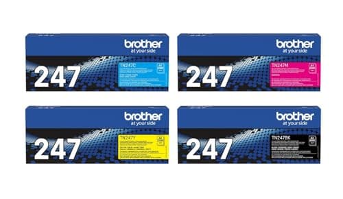 Image of Brother Original TN-247, TN247 Jumbo High Yield Toner 4 pack Multipack (TN247C, TN247M, TN247Y, TN247BK), Black, Cyan, Magenta, Yellow, for DCP-L 3510CDW, DCP-L 3550CDW, HL-L 3280CDW, MFC-L 3770CDW