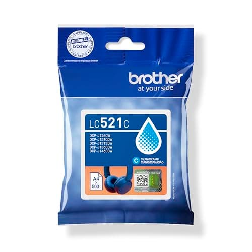 Image of Brother LC-521C Inkjet Cartridge, Cyan, Single Pack, includes 1 x Inkjet Cartridge, Genuine Supplies, Standard