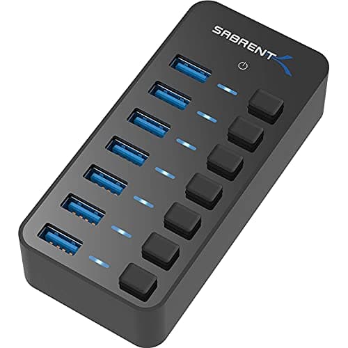 Image of SABRENT USB Hub, 7 Ports 36W, Fast Powered Data Hub, USB Docking Station, Multiport Hubs, LEDs On/Of Switch, for PC Laptop MacBook iMac (HB-BUP7)