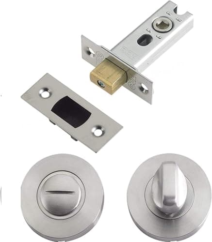 Image of Deals in DIY Bathroom Toilet Door Mortice Tubular Deadbolt 64mm with Turn and Release Satin Chrome