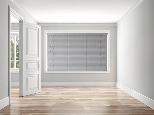 Image of Real Wood Venetian Blind [Grey, 195cm Width x 200cm Drop, String]