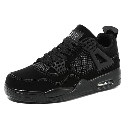 Image of Men's Womens Air 4 Retro Classic Skate Shoes Trainers Fitness Basketball Shoes Casual Sneakers Work Running Walking Zapatos AY043 All Black UK 10