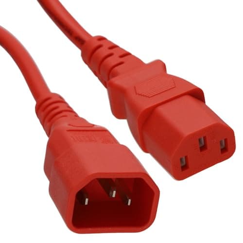 Image of kenable Power Extension Cable IEC C14 Male to C13 Female UPS Lead for PC Monitor Printer 0.5m Red