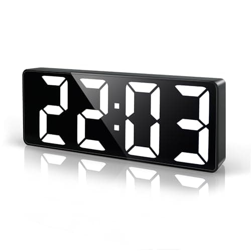 Image of Lafocuse LED Digital Alarm Clock Bedside with 6.7" Large Display, Snooze, Cord/Battery Powered, Adjustable Brightness, Date, Temperature, Table Clock for Heavy Sleepers Bedroom Office, White
