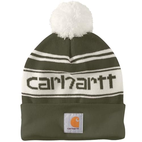Image of Carhartt Mens Knit Cuffed Rib Knit Fold Up Logo Beanie