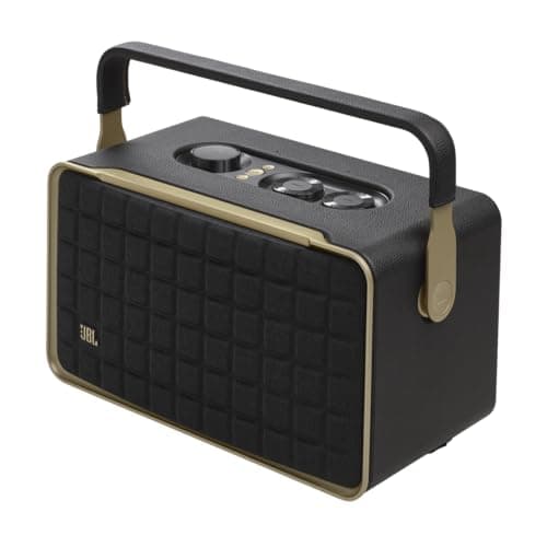 Image of JBL Authentics 300 Portable Smart Home Speaker with Built-In Wi-Fi and Music Streaming, Voice Assist and Bluetooth Connectivity, Retro Design in Black