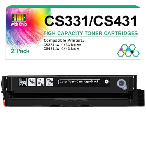 Image of 20N10K0 Black Toner Cartridge(with chip) for Lexmark CS331dw CS431dw CX331adwe CX431adw Printer,1,500 Pages High Yield Ink Cartridge Compatible 20N1HK0,20N1XK0 (1 Pack Black)