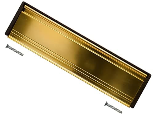 Image of TERF® 300mm Double Side Letter Plate Gold 300mm (12'') Draught Excluder Letter Postal Box Cover Spring Loaded Plate Suitable for 20mm - 40mm Door Thickness uPVC Wood Door with Fixing Screw