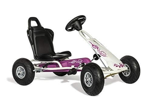 Image of Ferbedo Air Runner (go-Kart in White/Pink with Sound Steering Wheel and Pneumatic Tyres, from Approx. 3-8 Years) 105014, Groß