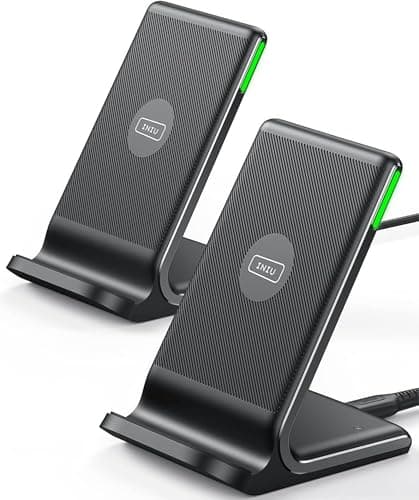 Image of INIU Wireless Charger 2-Pack, 15W Fast Wireless Charger Stand with Sleep-friendly Adaptive Light Compatible with iPhone 17 16 15 14 13 12 Pro Max Samsung Galaxy S23 S22 S21 Google etc