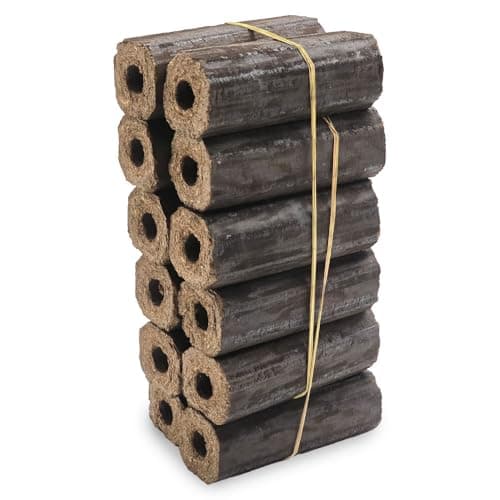 Image of Heat Logs – Pack of 12 – Ready to Burn Certified – Clean, Dry & Easy to Light – Compressed Wood Briquettes for Stoves, Open Fires & Chimeneas