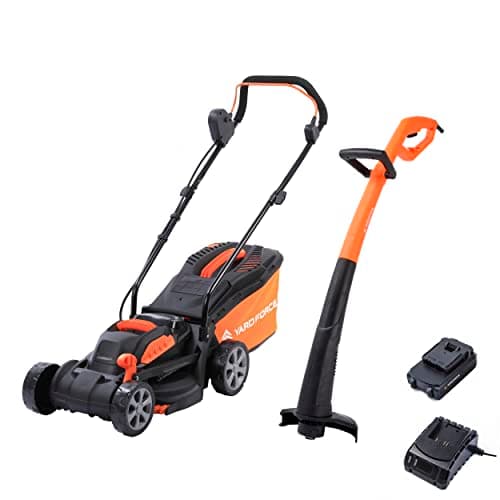 Image of Yard Force 20V 5.0Ah 33cm Cordless Lawnmower with 30L Grass Bag and 25cm Grass Trimmer with Lithium-Ion Battery & Charger - LM C33B & LT C25B