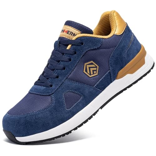 Image of LARNMERN PRO Safety Shoes for Men Women Steel Toe Cap Trainer Lightweight Breathable Work Trainer SRC Non-Slip Blue Zircon Size 11 UK