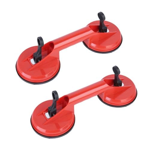 Image of ICEBLUEOR 2 Pack Heavy Duty Glass Suction Cups, Glass Suckers Lifters, Dual Vacuum Plate Handle Glass Suckers to Lift Glass, Tiles, Slabs, Lifting Capacity 100kg