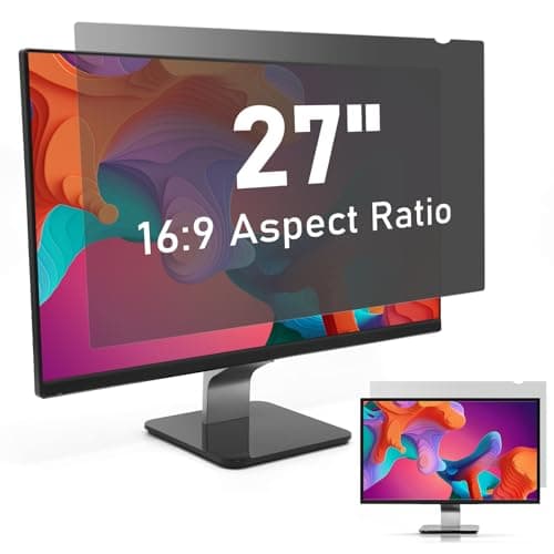 Image of 27 inch Computer Privacy Screen Filter,SOPPY Anti Glare Blue Light Scratch Protector Film for 27 inch Computer 16:9 Widescreen Monitor, Anti Spy Security Protector Shield (WxH: 598mmx337mm)