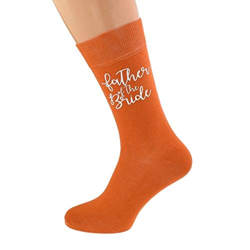 Image of Burnt Orange Wedding Script Design Socks UK Adult 5-12 in Various Roles (Best Man)