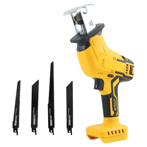 Image of Cordless Reciprocating Saw Compatible with Dewalt 18V/20V Battery, Reciprocating Saw 3500SPM Stroke Speed with 4 Blades for Metal, Wood, PVC Cutting(Battery Not Included)
