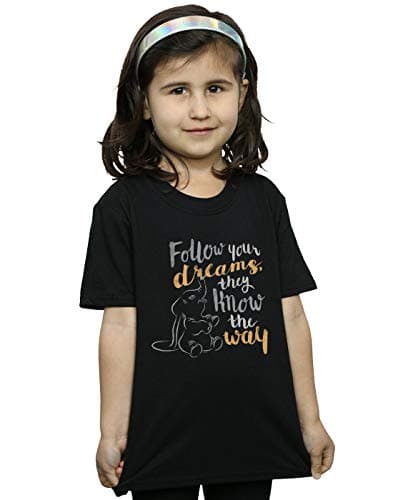 Image of Disney Girls Dumbo Follow Your Dream T-Shirt Black 7-8 Years