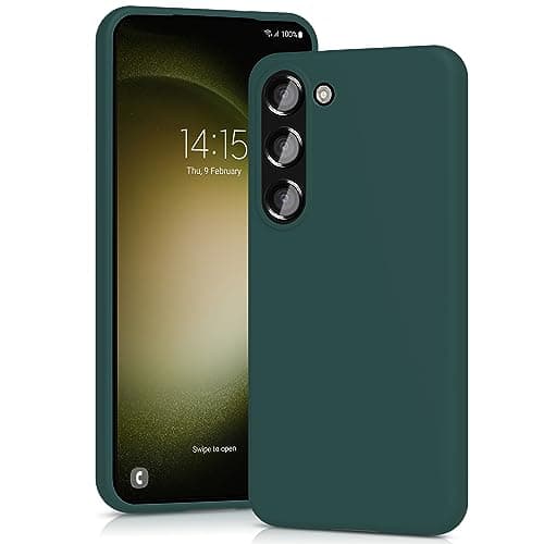 Image of YATWIN Silicone Case for Samsung Galaxy S23 5G, Soft-Touch, Shockproof, DustProof, Antiskid Full Body Armour Phone Cover for Samsung Galaxy S23 5G - Dark Green