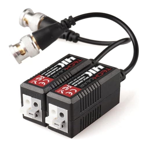 Image of TECHGEAR 2x 8MP / 4K CCTV Passive Video Balun BNC Connector Adapter Transmitter & Transceiver, Male BNC to Easy Press-Fit UTP CAT5/5e/6/6e Cable for 4K / HD CCTV DVR Camera System (1 Pair)