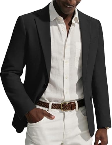 Image of PJ PAUL JONES Men's Blazers Casual Business Linen Suit Jackets Smart Sport Coat M Black
